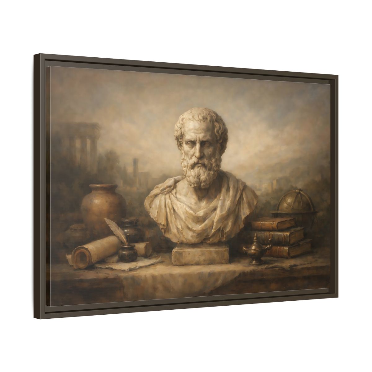 Side Mockup 11. Vintage Classical Bust Classical Bust Art shown as stretched canvas wall art
