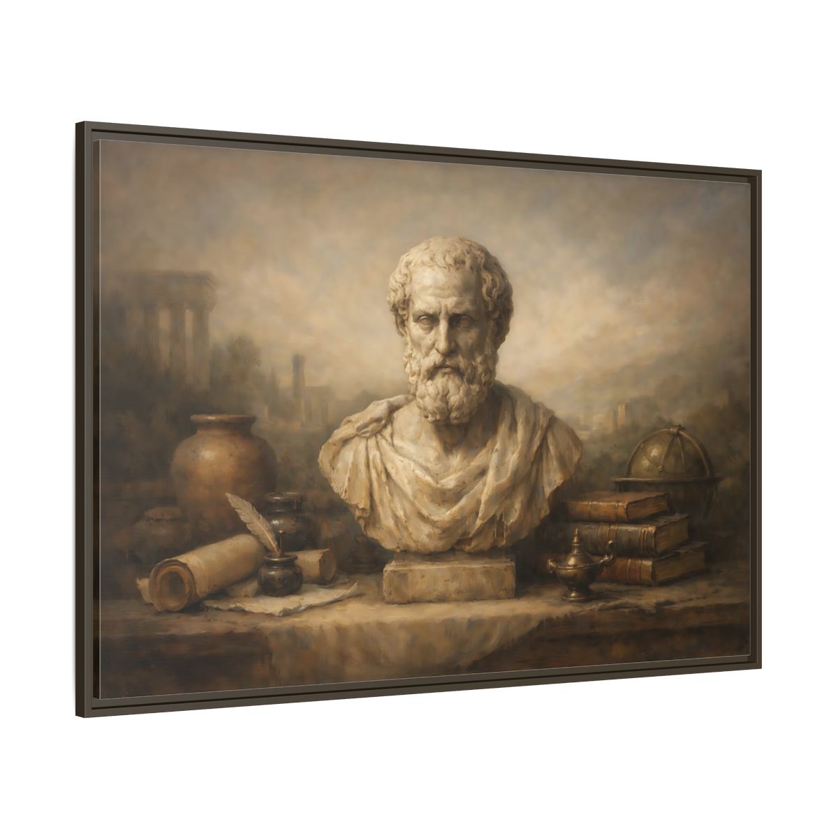 Main Mockup. Vintage Classical Bust Classical Bust Art shown as stretched canvas wall art