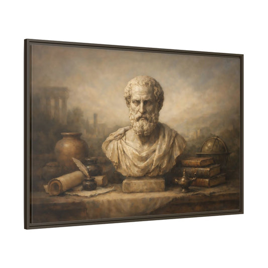 Main Mockup. Vintage Classical Bust Classical Bust Art shown as stretched canvas wall art