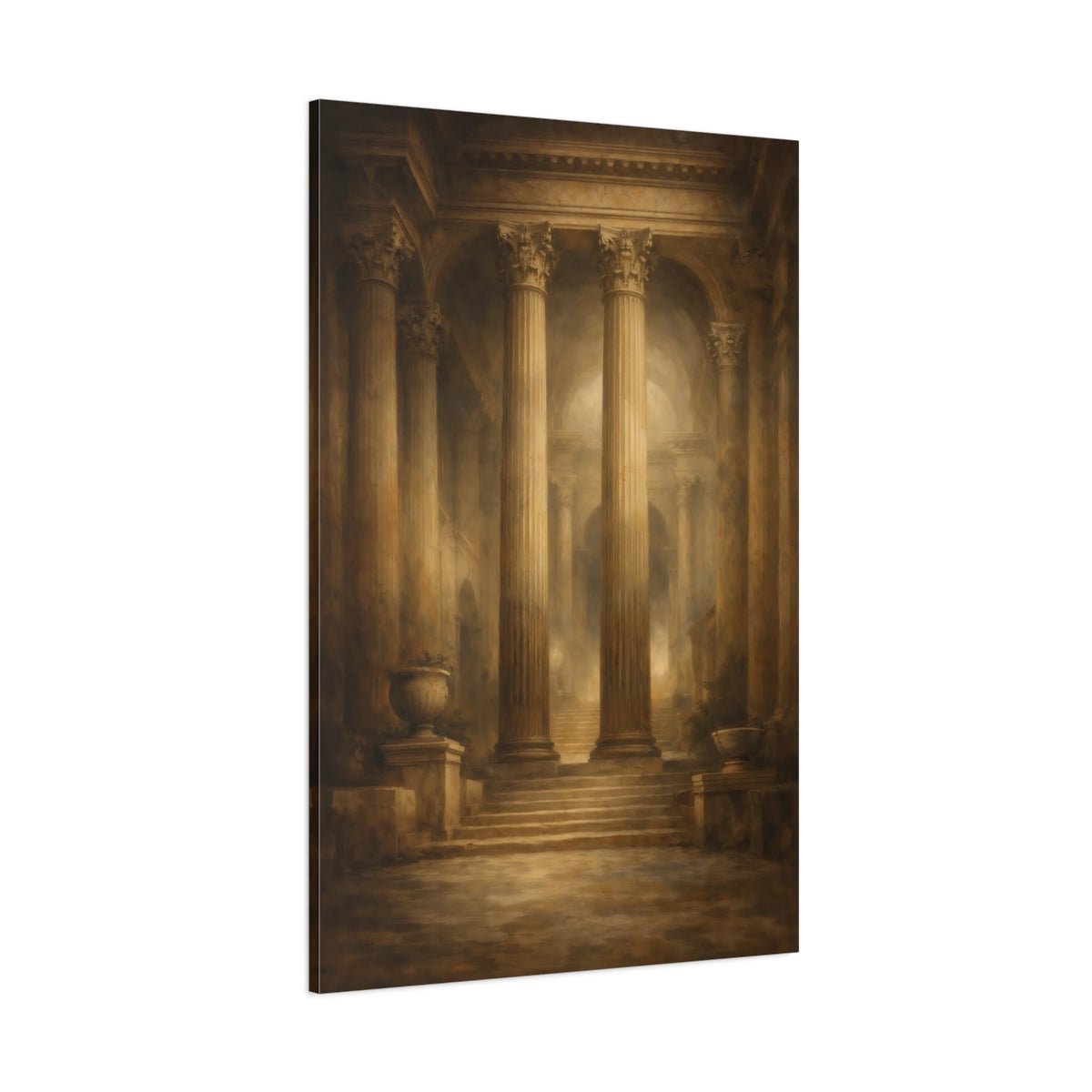 Vintage Classical Columns Brown - Canvas Wall Art Print - YesArtYes