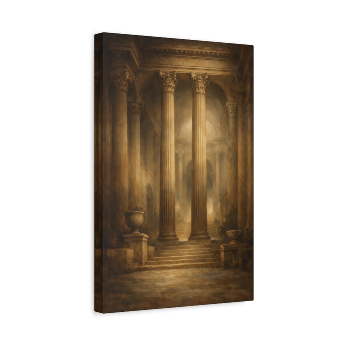 Vintage Classical Columns Brown - Canvas Wall Art Print - YesArtYes