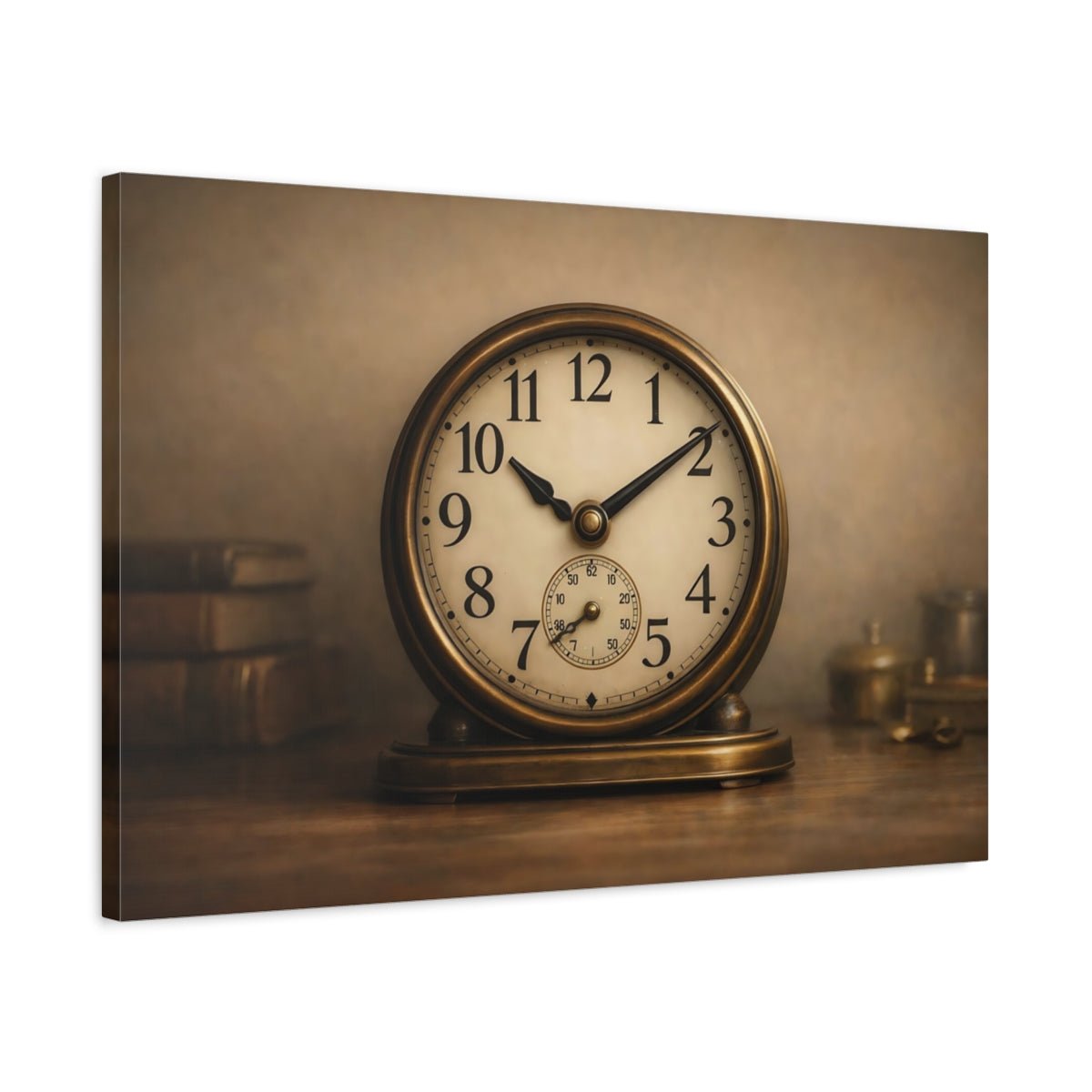 Vintage Clock Brown And Gold - Canvas Wall Art Print - YesArtYes