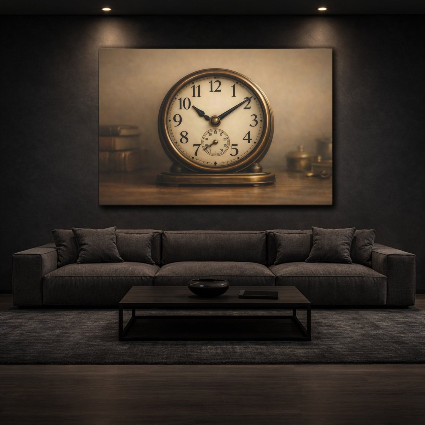 Vintage Clock Brown And Gold - Canvas Wall Art Print - YesArtYes