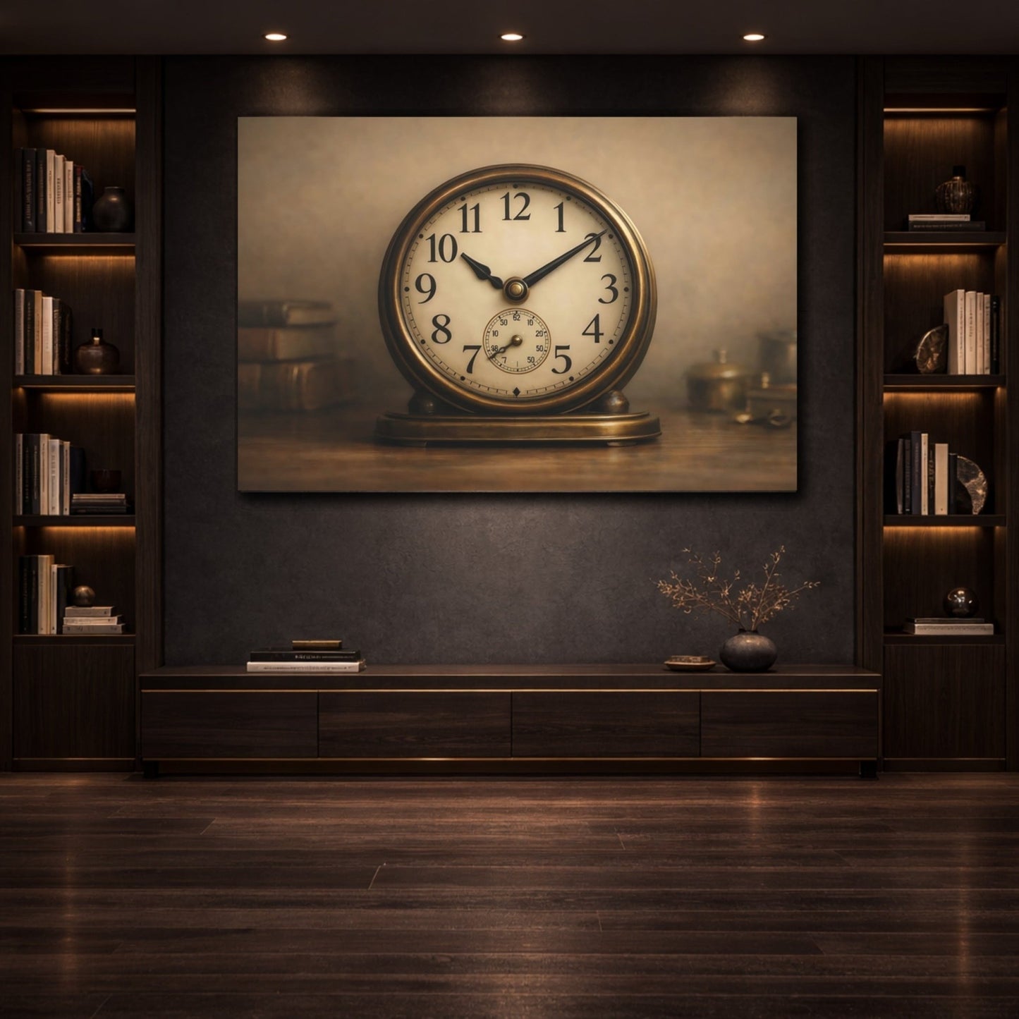 Vintage Clock Brown And Gold - Canvas Wall Art Print - YesArtYes