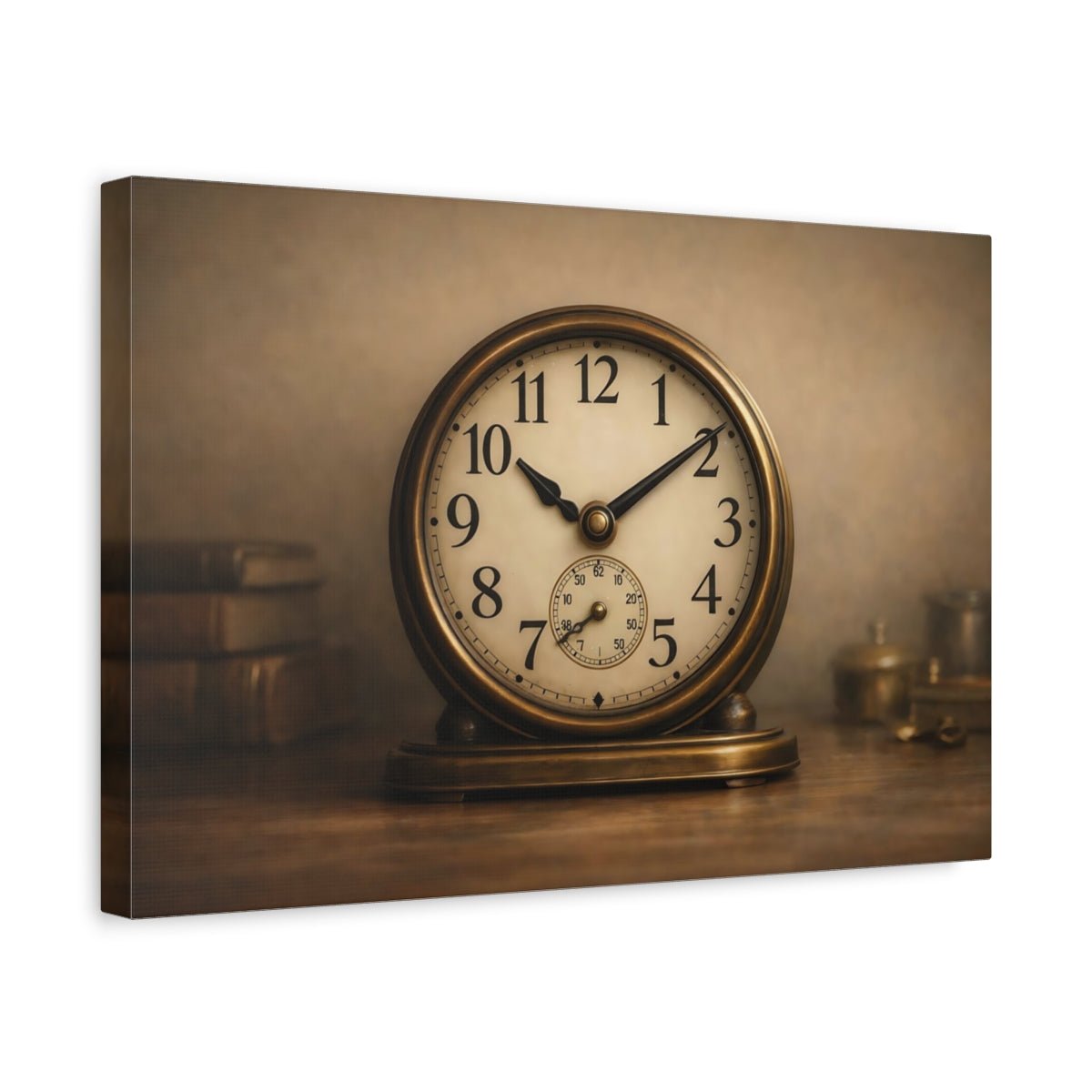 Vintage Clock Brown And Gold - Canvas Wall Art Print - YesArtYes