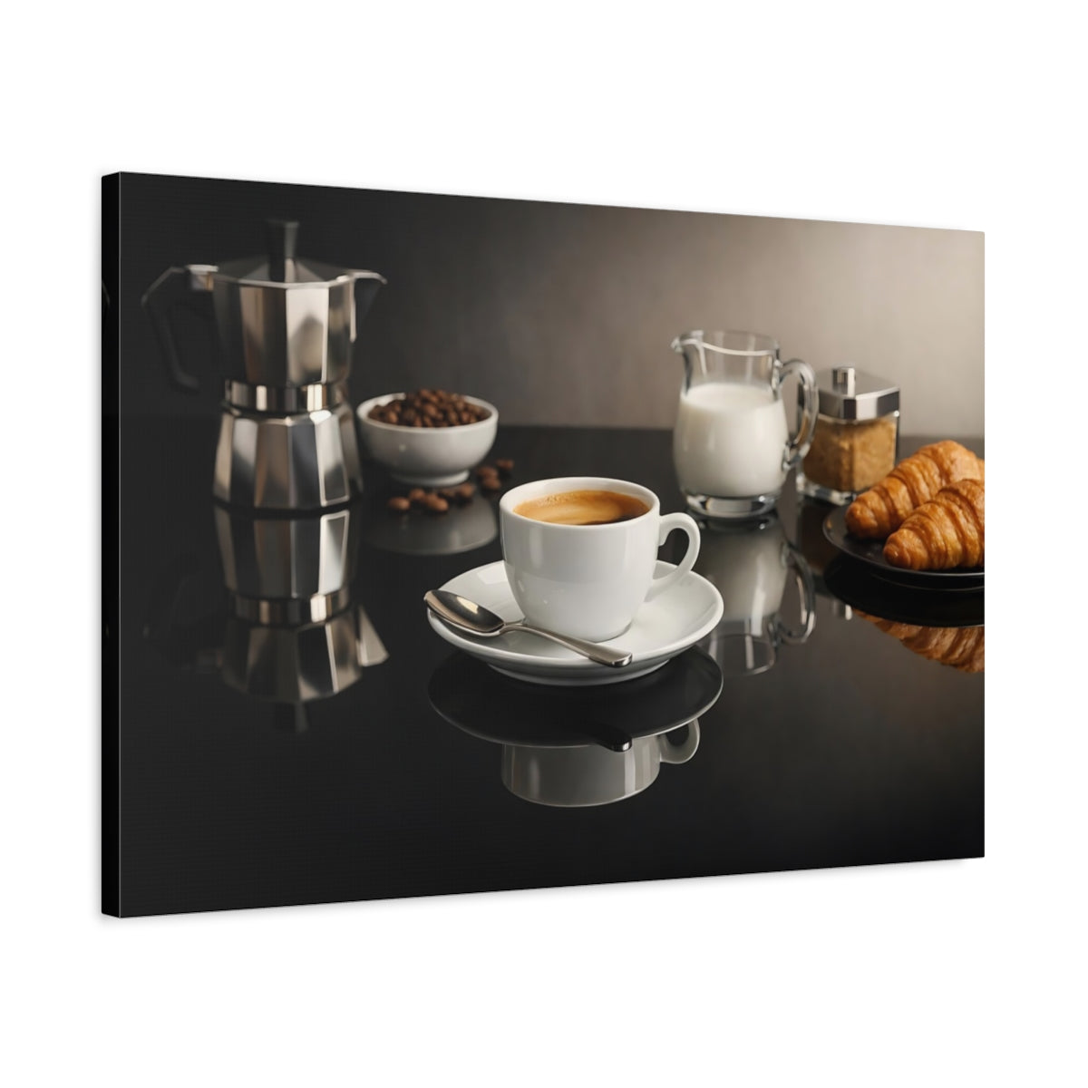 Side Mockup 2. Vintage Coffee Breakfast Coffee Breakfast shown as stretched canvas wall art