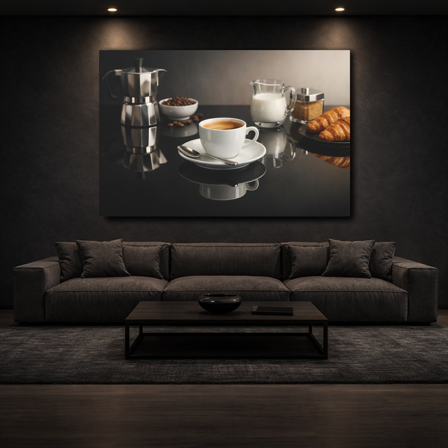 Mockup 2. Vintage Coffee Breakfast Coffee Breakfast shown as stretched canvas wall art