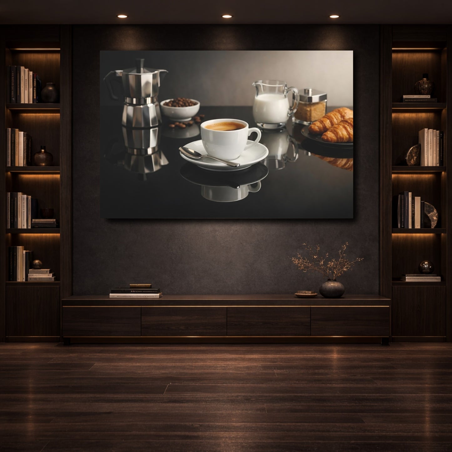 Mockup 3. Vintage Coffee Breakfast Coffee Breakfast shown as stretched canvas wall art