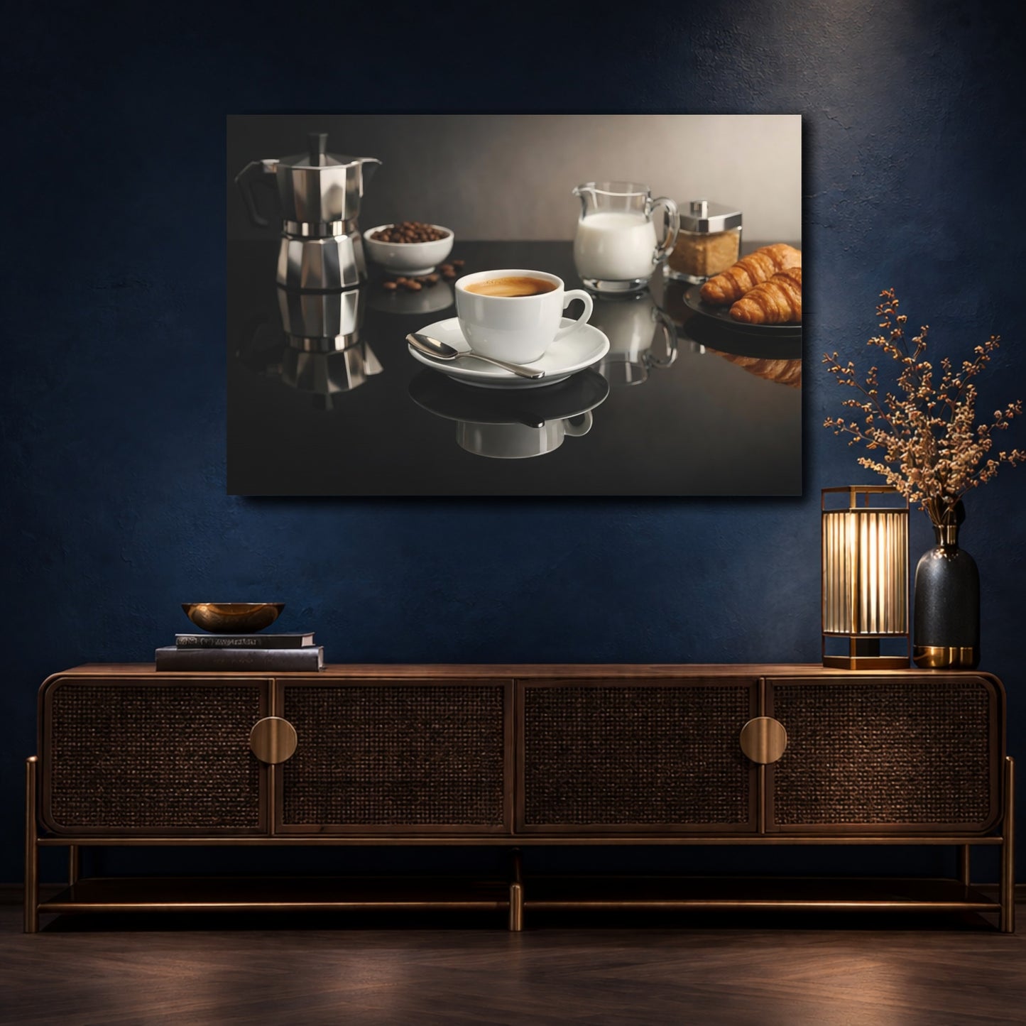 Mockup 4. Vintage Coffee Breakfast Coffee Breakfast shown as stretched canvas wall art
