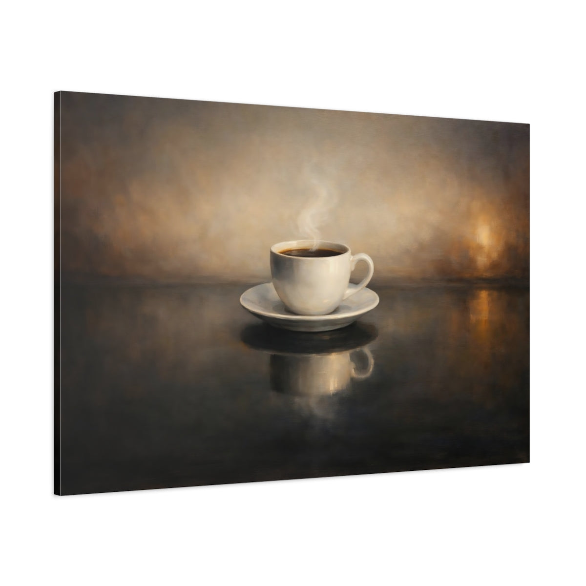 Main Mockup. Vintage Coffee Cup Brown And Black shown as stretched canvas wall art