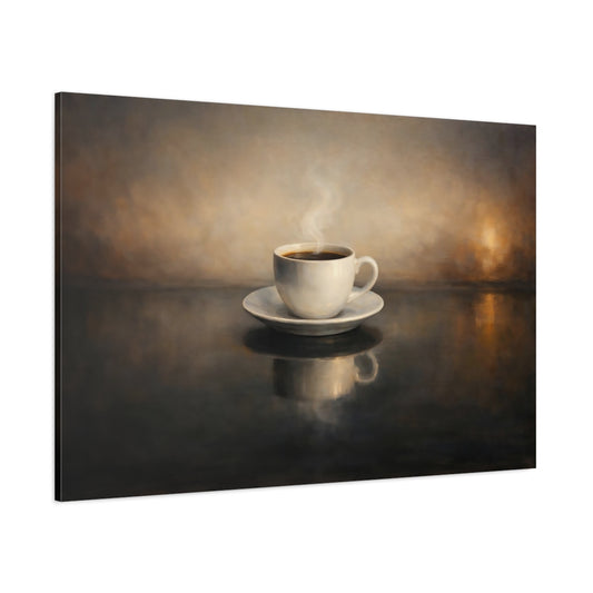 Main Mockup. Vintage Coffee Cup Brown And Black shown as stretched canvas wall art