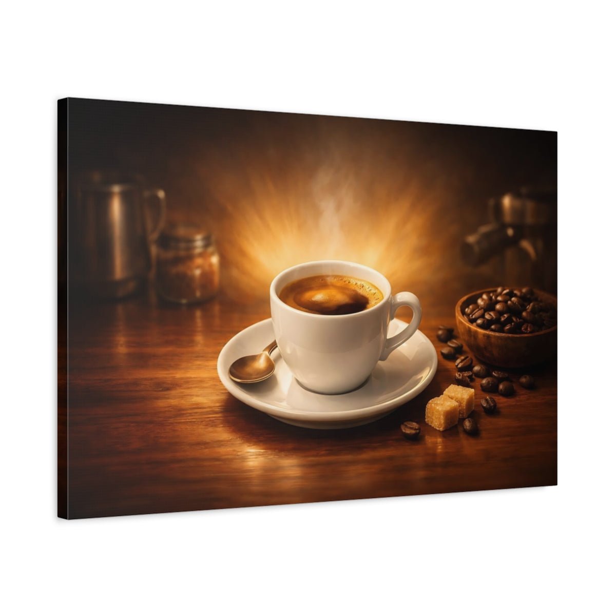 Vintage Coffee Cup Brown And Gold - Canvas Wall Art Print - YesArtYes