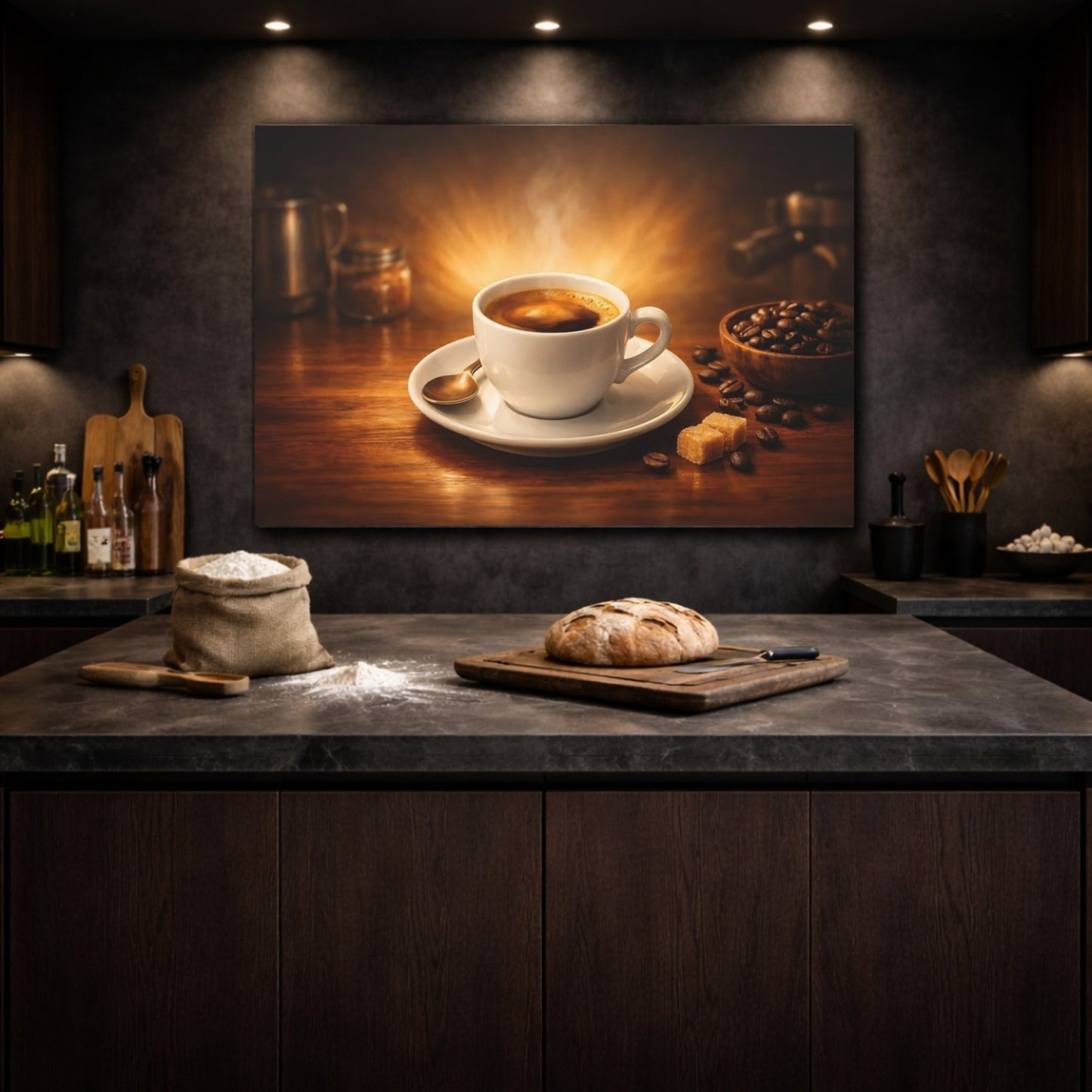 Vintage Coffee Cup Brown And Gold - Canvas Wall Art Print - YesArtYes
