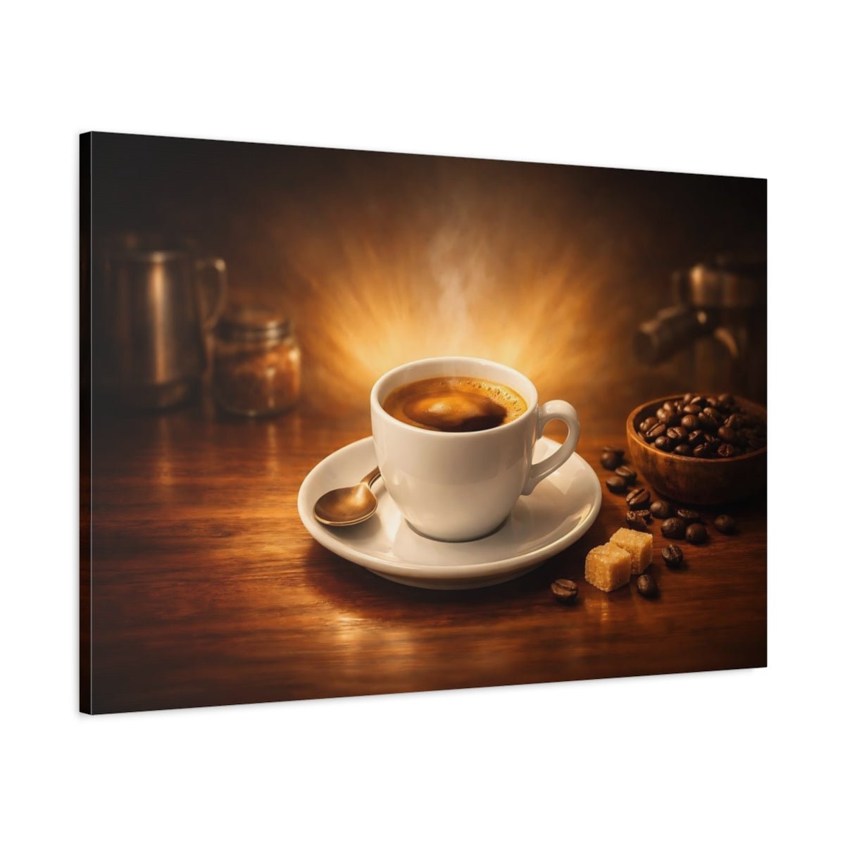 Vintage Coffee Cup Brown And Gold - Canvas Wall Art Print - YesArtYes