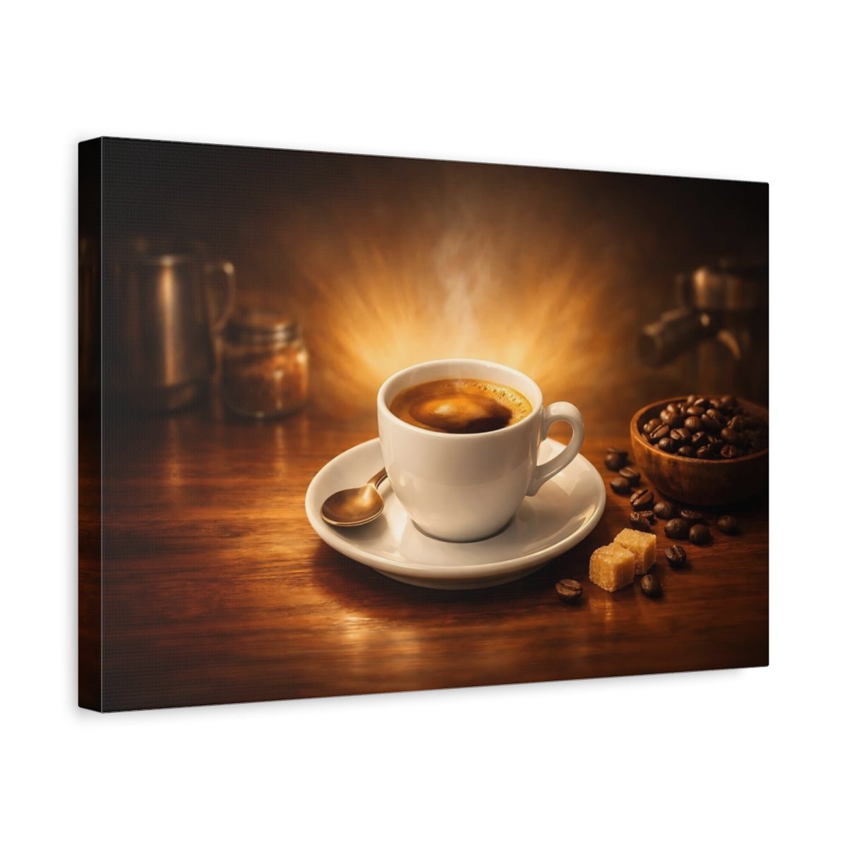 Vintage Coffee Cup Brown And Gold - Canvas Wall Art Print - YesArtYes