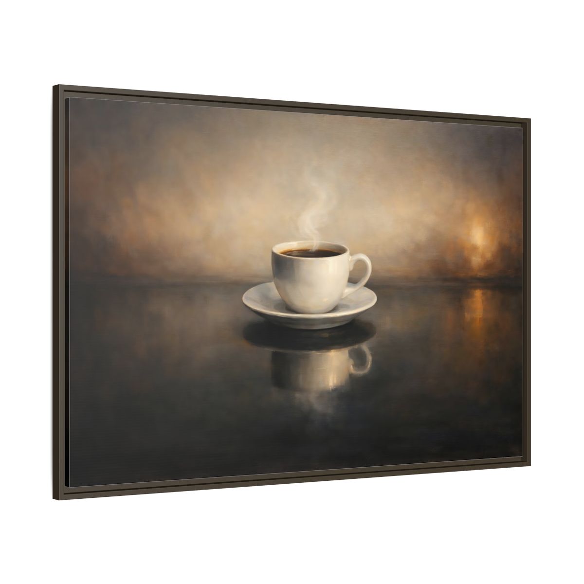 Main Mockup. Vintage Coffee Cup Warm Brown Coffee shown as stretched canvas wall art