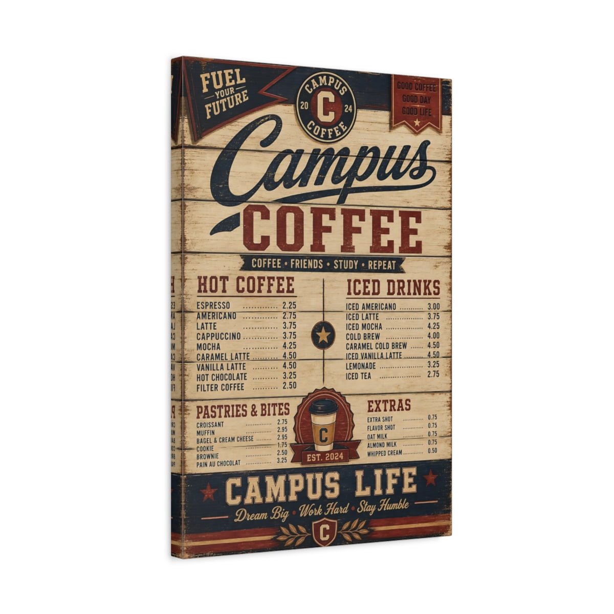 Vintage Coffee Menu Canvas Wall Art Print – Kitchen, Dining Area - YesArtYes