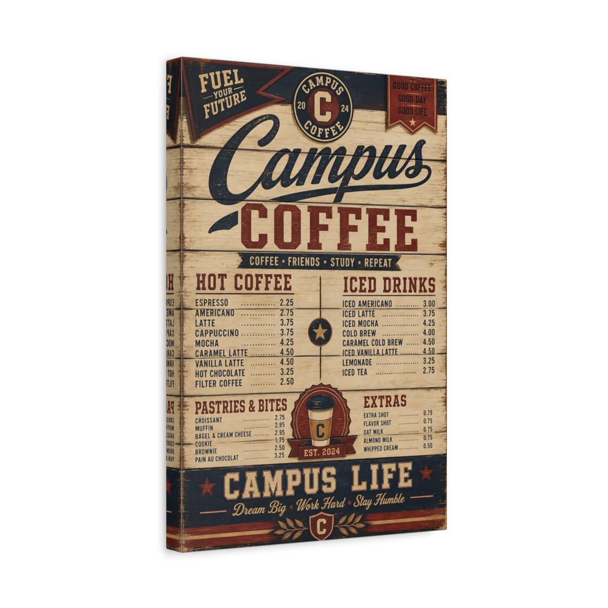 Vintage Coffee Menu Canvas Wall Art Print – Kitchen, Dining Area - YesArtYes