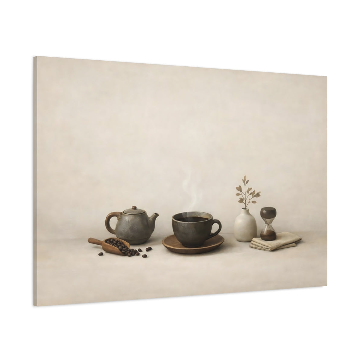 Vintage Coffee Rustic Coffee Still Life shown as stretched canvas wall art