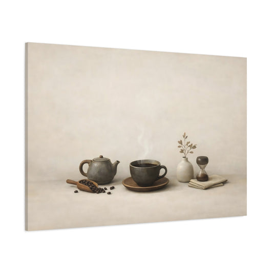 Vintage Coffee Rustic Coffee Still Life shown as stretched canvas wall art