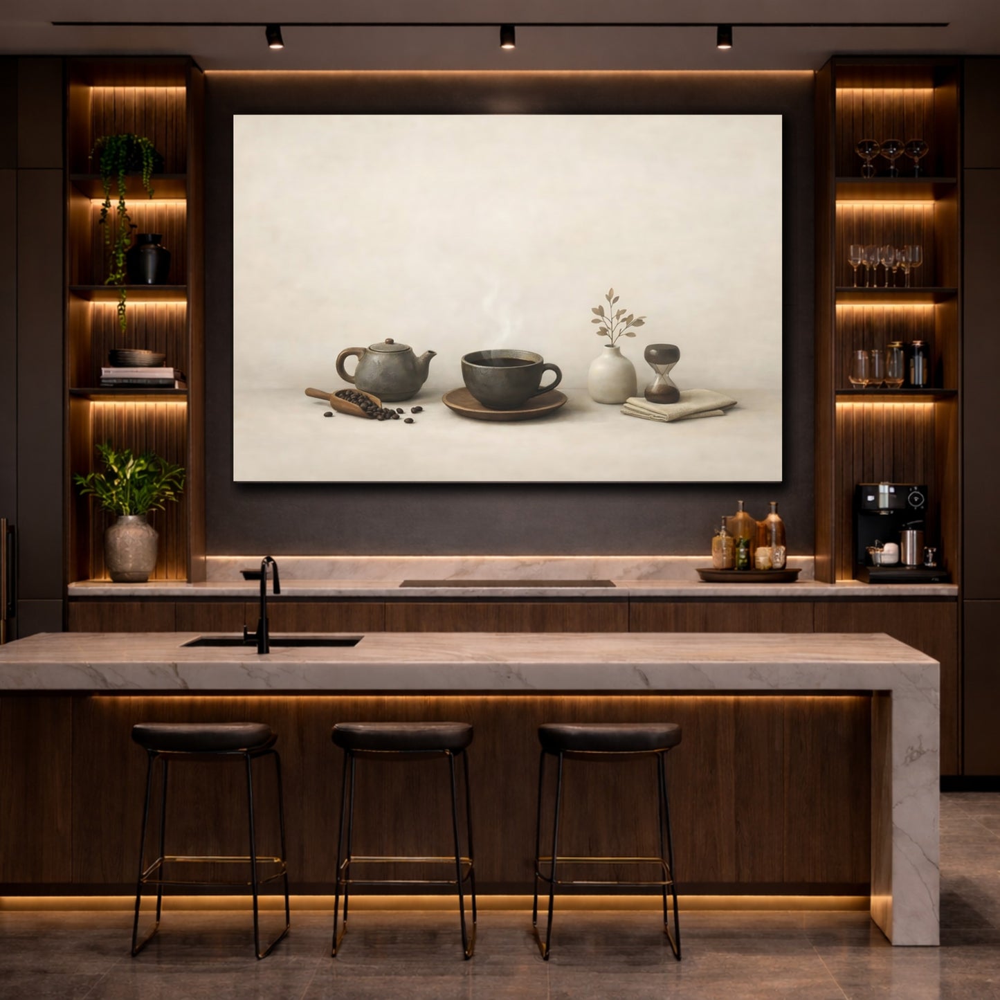 Vintage Coffee Rustic Coffee Still Life shown as front canvas room wall art