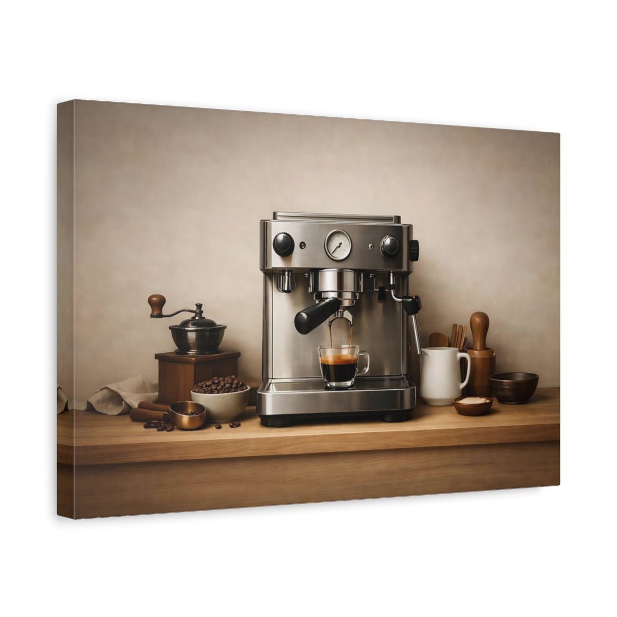 Vintage Coffee Setup Station - Canvas Wall Art Print - YesArtYes