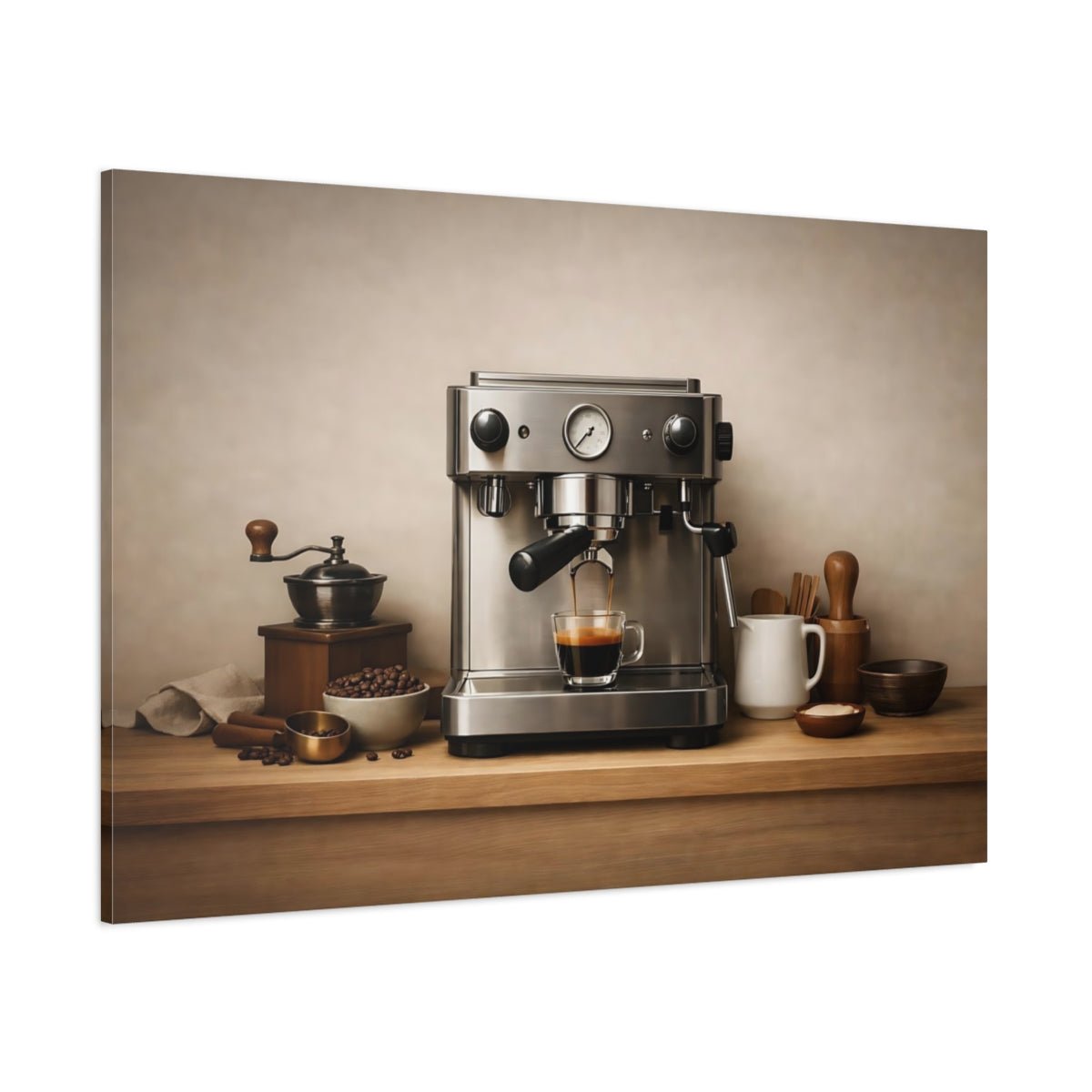 Vintage Coffee Setup Station - Canvas Wall Art Print - YesArtYes