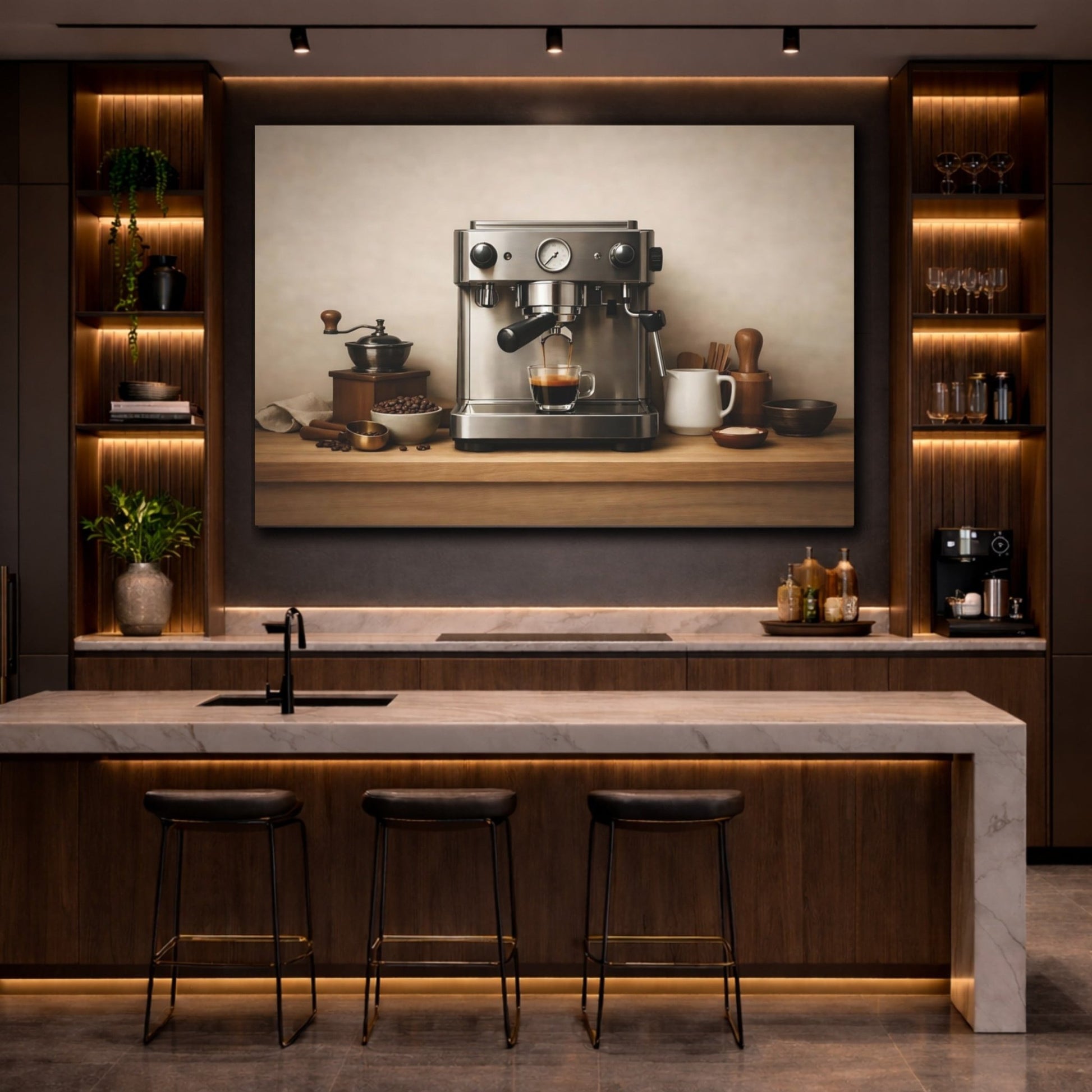 Vintage Coffee Setup Station - Canvas Wall Art Print - YesArtYes