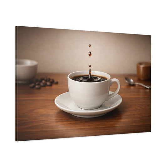Main Mockup. Vintage Coffee Splash Brown Coffee shown as stretched canvas wall art