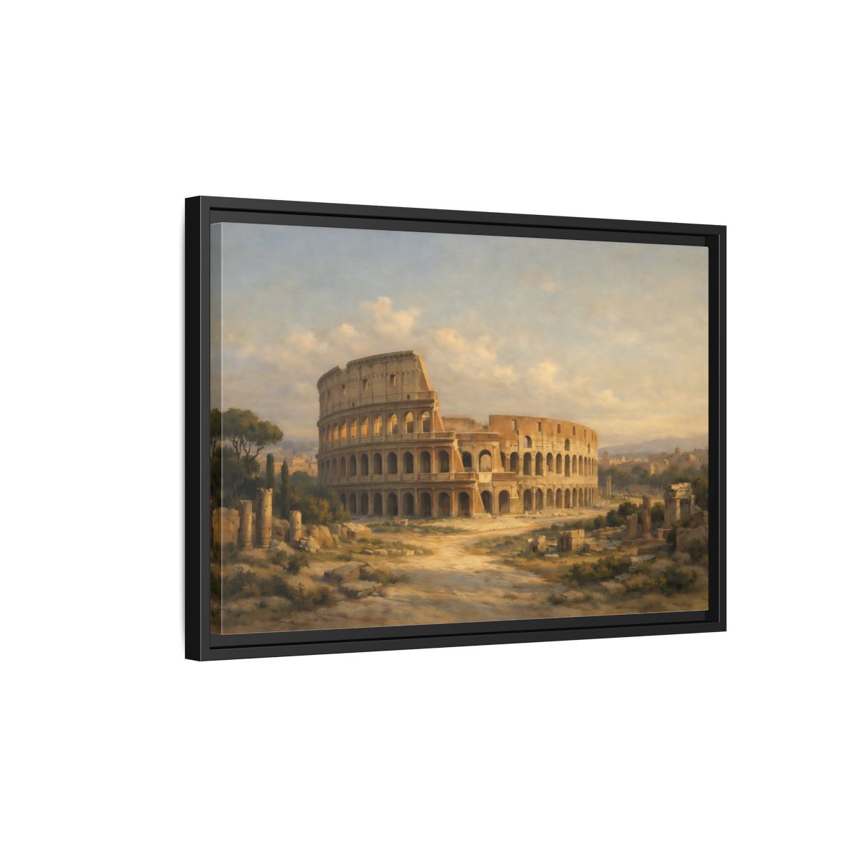 Side Mockup 3. Vintage Colosseum Historic Colosseum shown as stretched canvas wall art