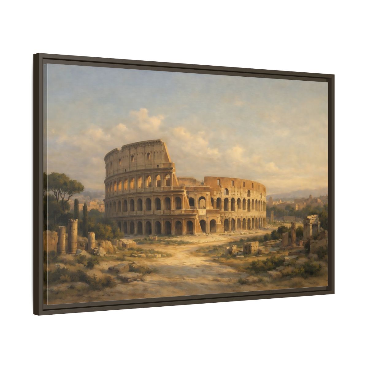 Side Mockup 9. Vintage Colosseum Historic Colosseum shown as stretched canvas wall art