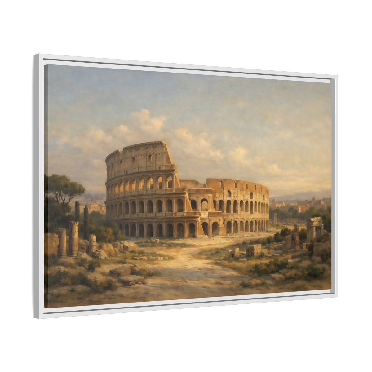 Side Mockup 8. Vintage Colosseum Historic Colosseum shown as stretched canvas wall art