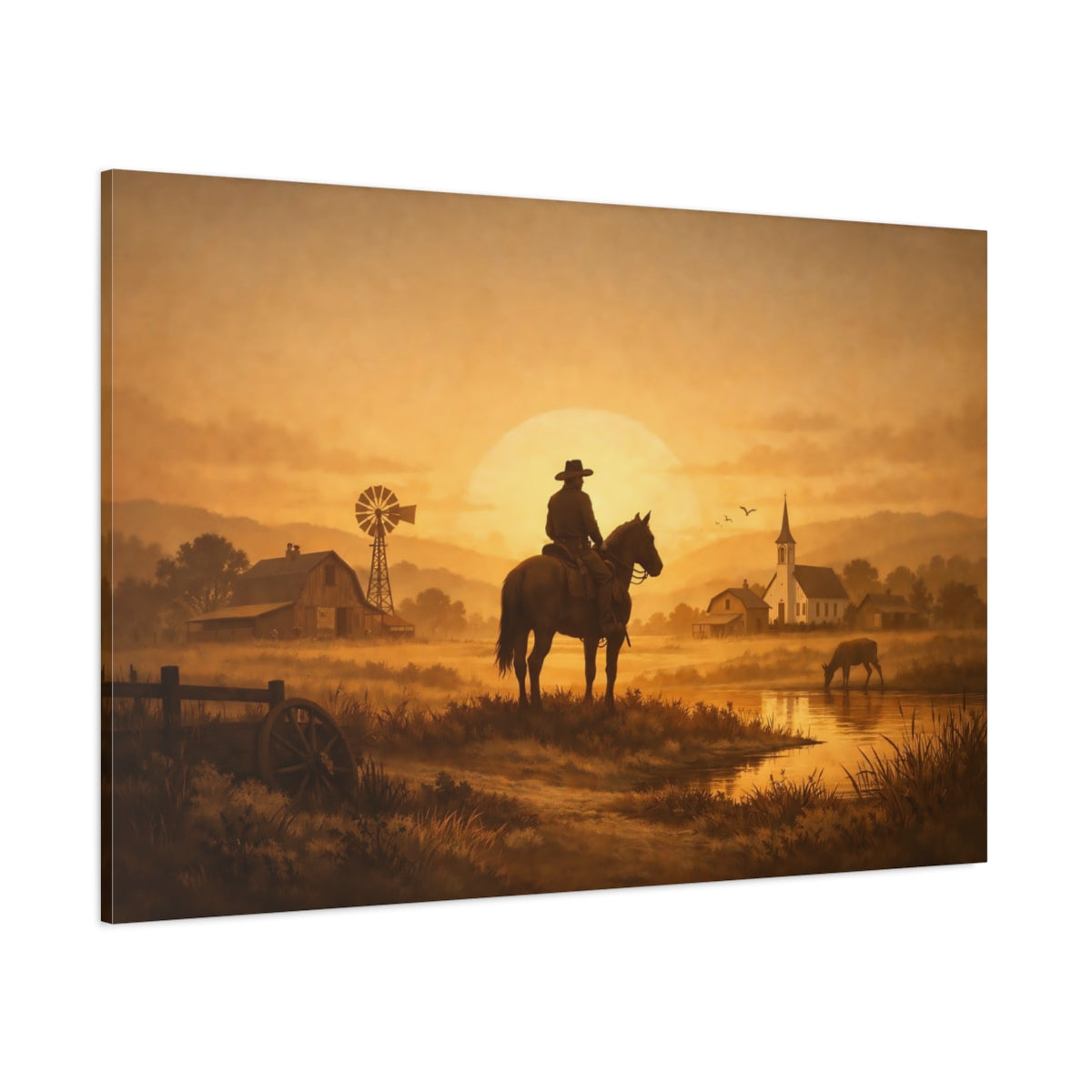 Vintage Country Currency shown as stretched canvas wall art