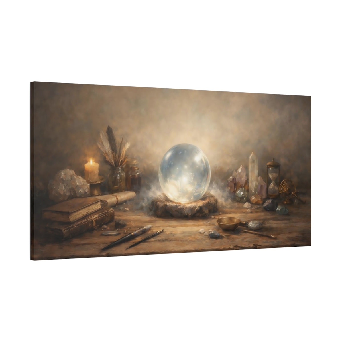 Main Mockup. Vintage Crystal Ball Mystical Glow shown as stretched canvas wall art