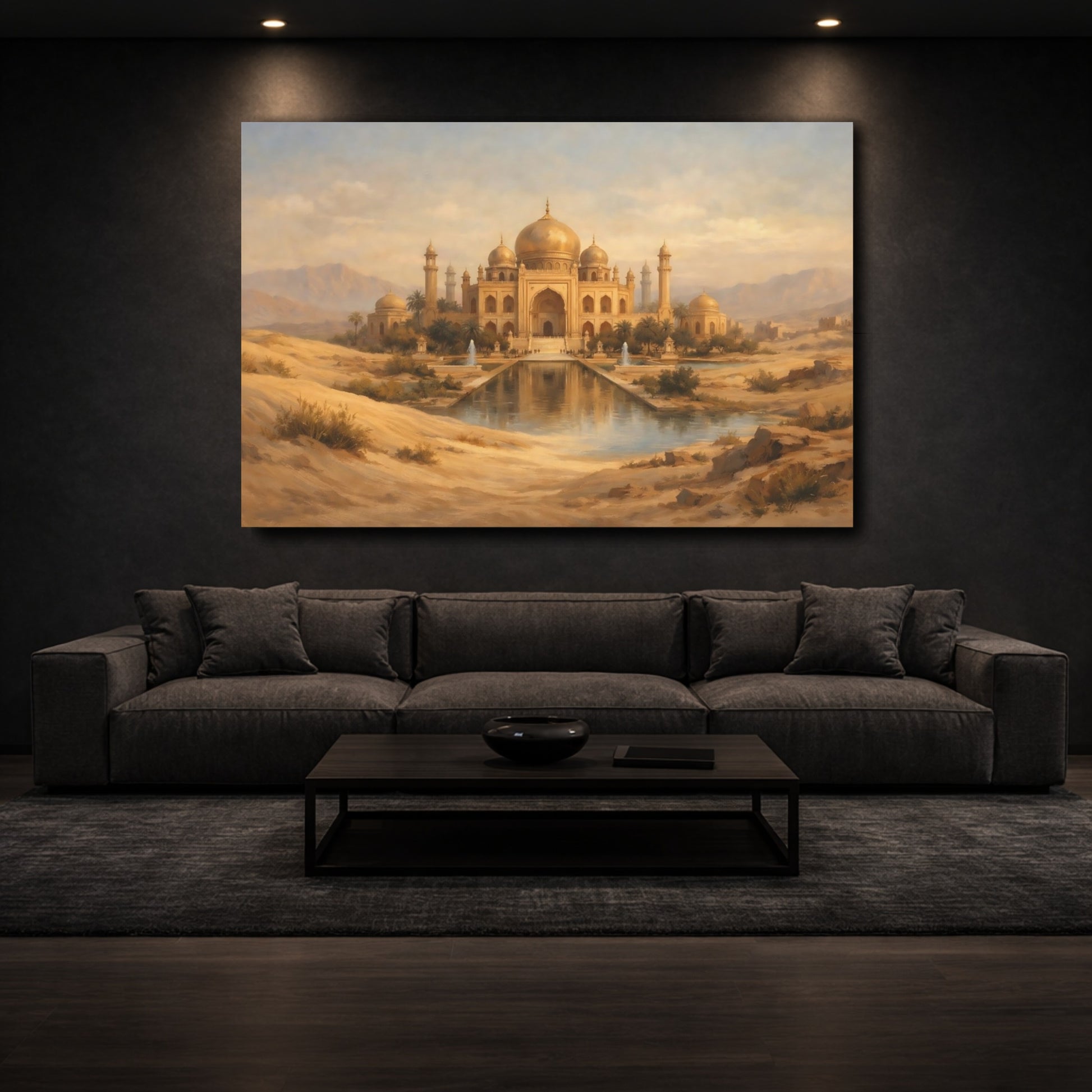 Mockup 2. Vintage Desert Palace Golden Palace shown as stretched canvas wall art