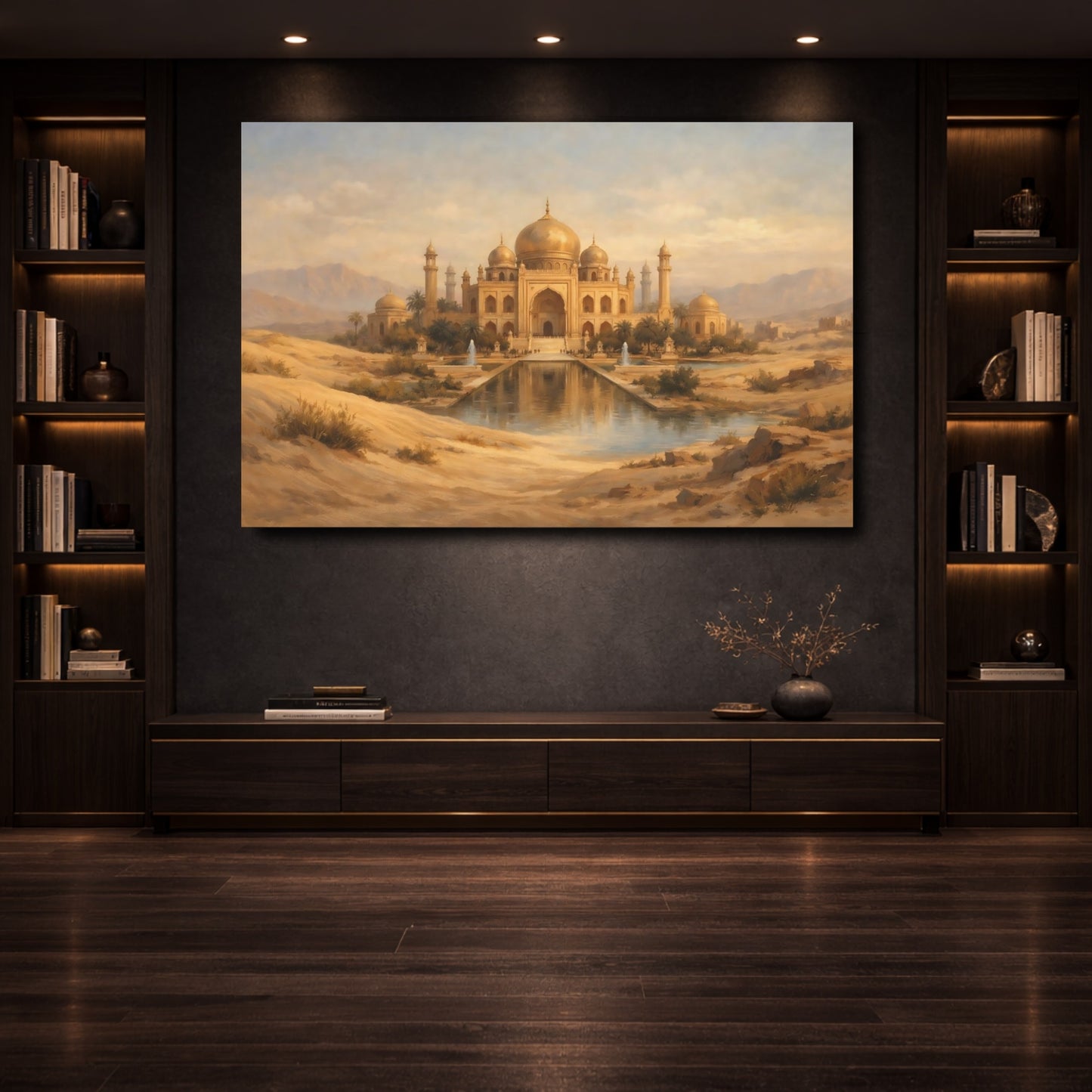Mockup 3. Vintage Desert Palace Golden Palace shown as stretched canvas wall art
