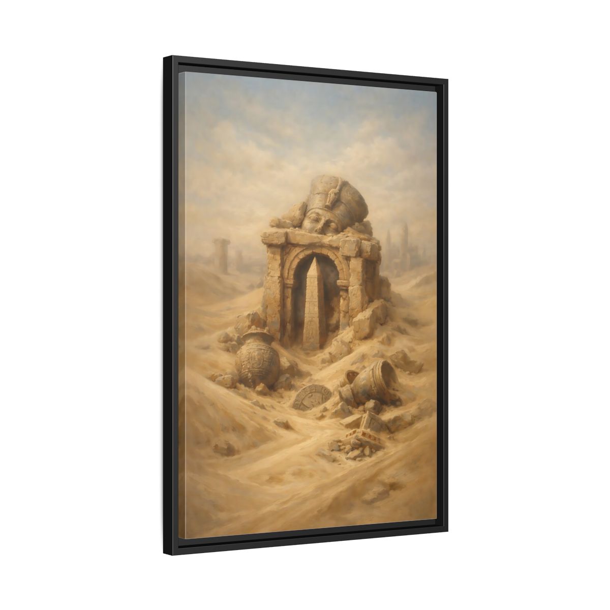 Side Mockup 14. Vintage Desert Ruins Desert Ruins Gold shown as stretched canvas wall art