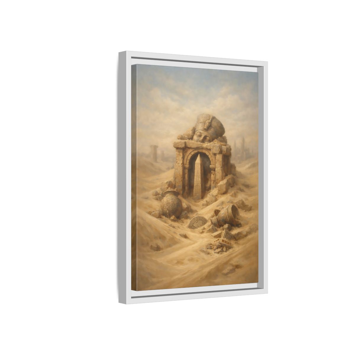 Side Mockup 4. Vintage Desert Ruins Desert Ruins Gold shown as stretched canvas wall art