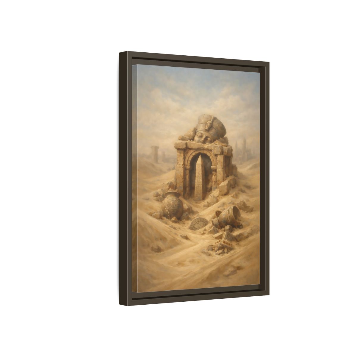 Side Mockup 5. Vintage Desert Ruins Desert Ruins Gold shown as stretched canvas wall art