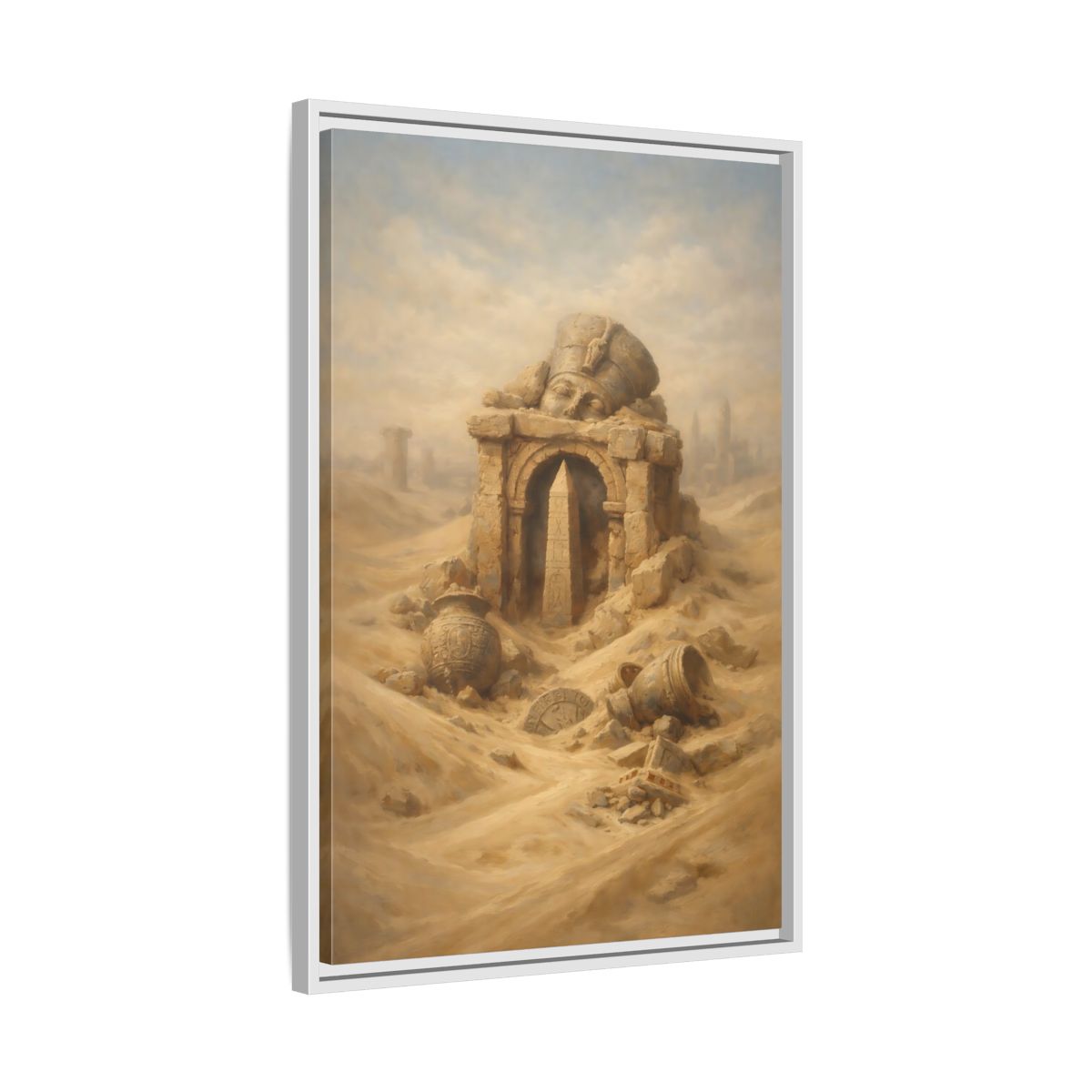 Side Mockup 11. Vintage Desert Ruins Desert Ruins Gold shown as stretched canvas wall art