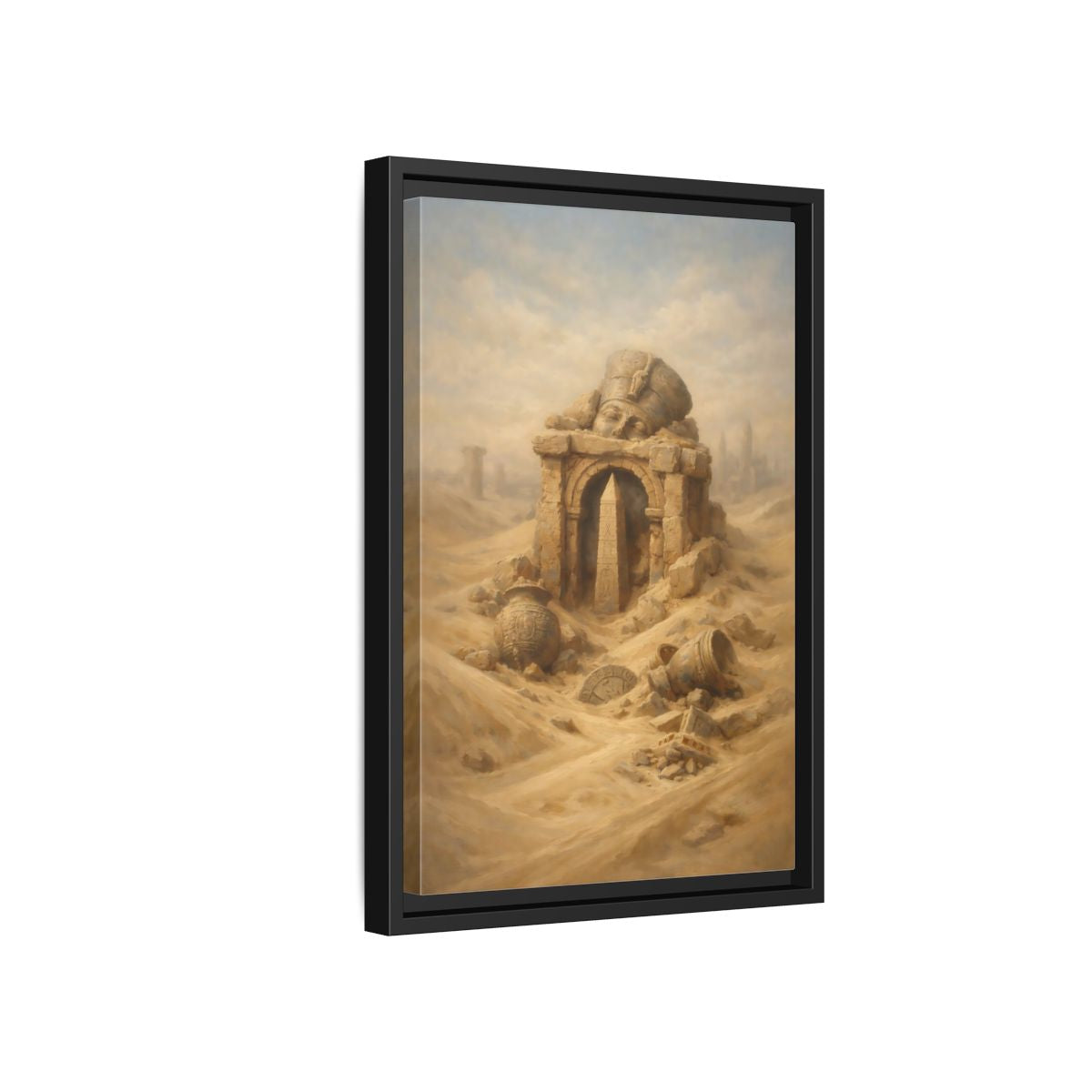 Side Mockup 6. Vintage Desert Ruins Desert Ruins Gold shown as stretched canvas wall art