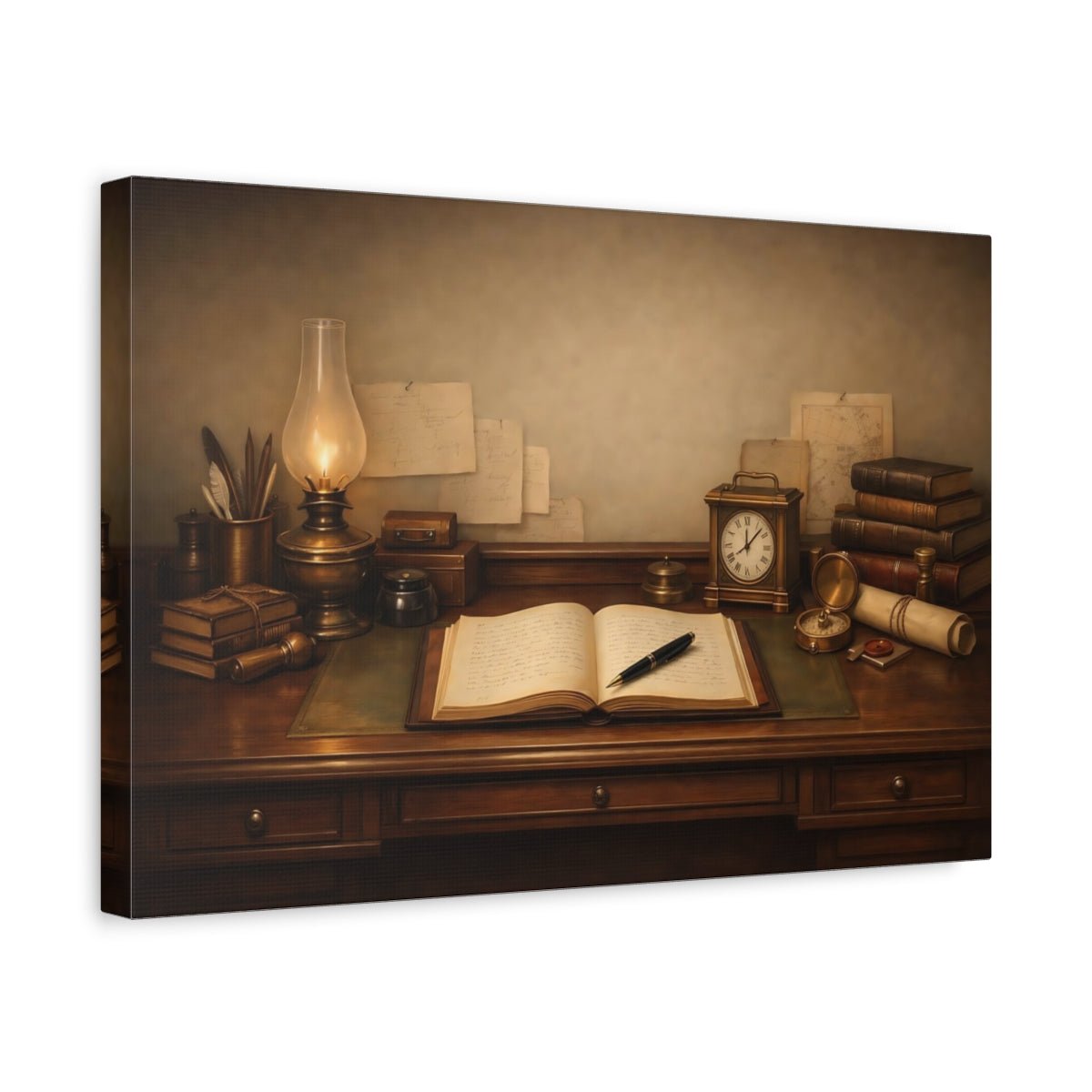 Vintage Desk Setup - Canvas Wall Art Print - YesArtYes