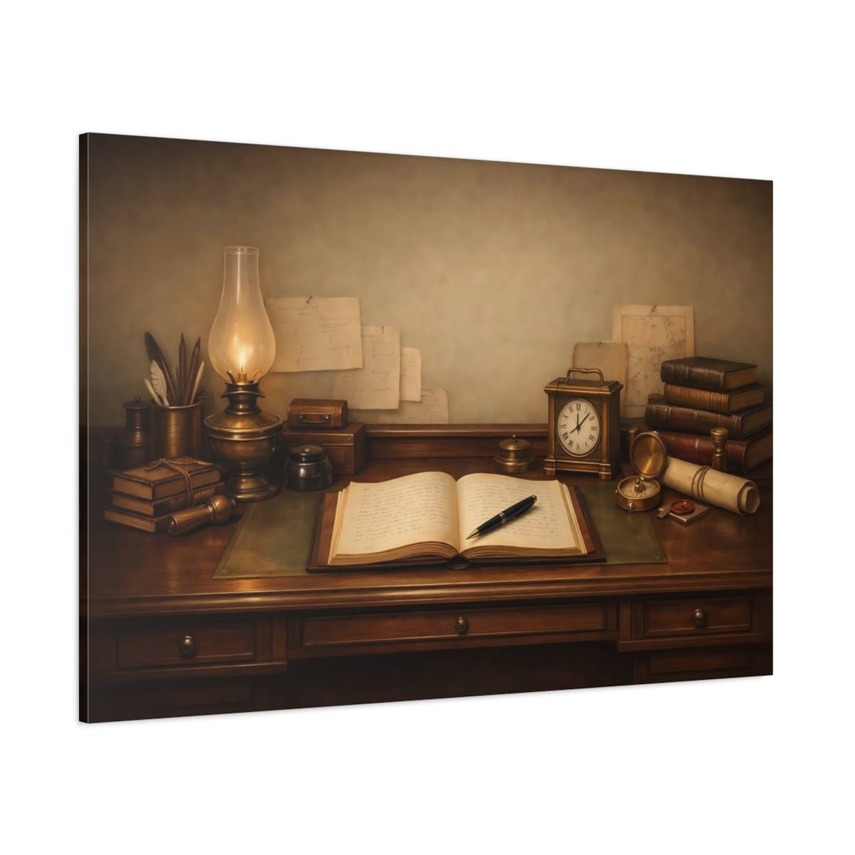 Vintage Desk Setup - Canvas Wall Art Print - YesArtYes