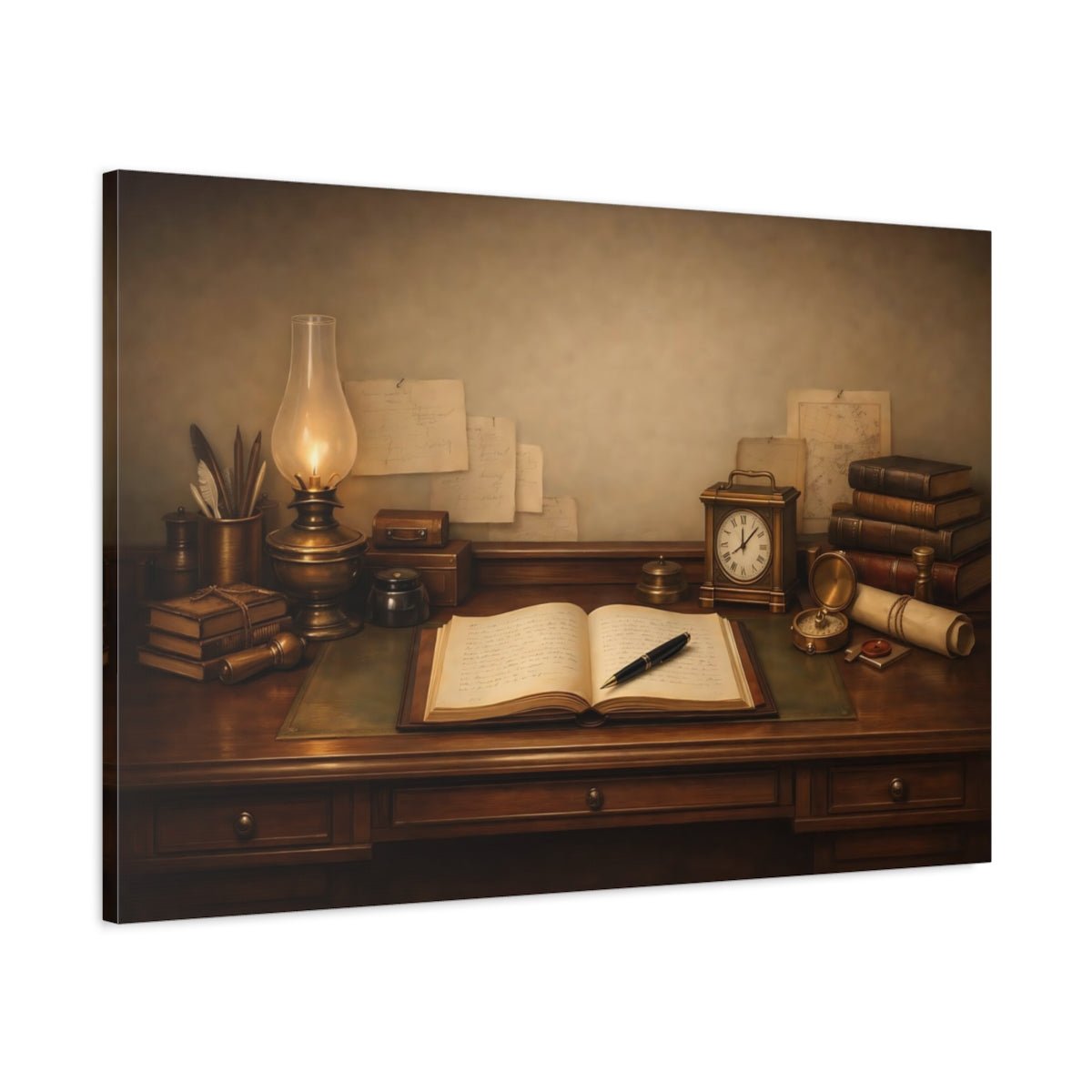 Vintage Desk Setup - Canvas Wall Art Print - YesArtYes