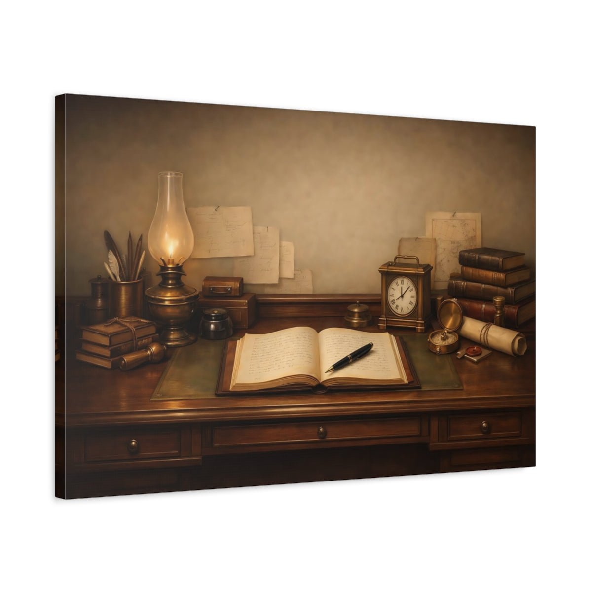 Vintage Desk Setup - Canvas Wall Art Print - YesArtYes