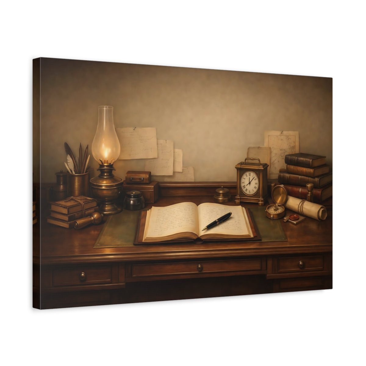 Vintage Desk Setup - Canvas Wall Art Print - YesArtYes