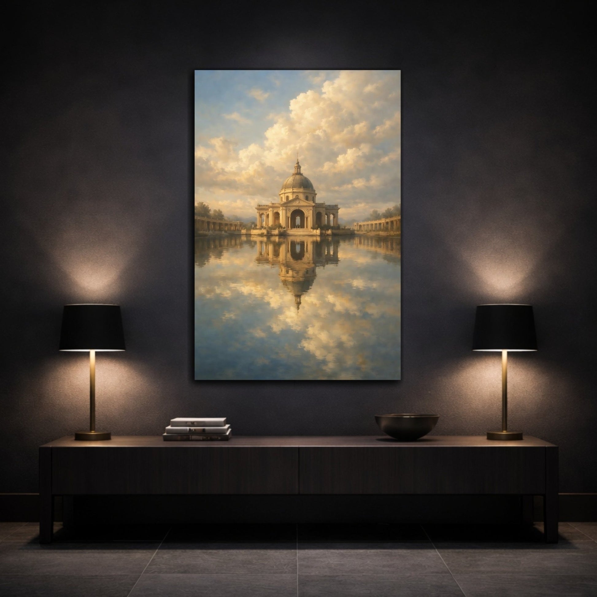 Vintage Domed Building Pale - Canvas Wall Art Print - YesArtYes