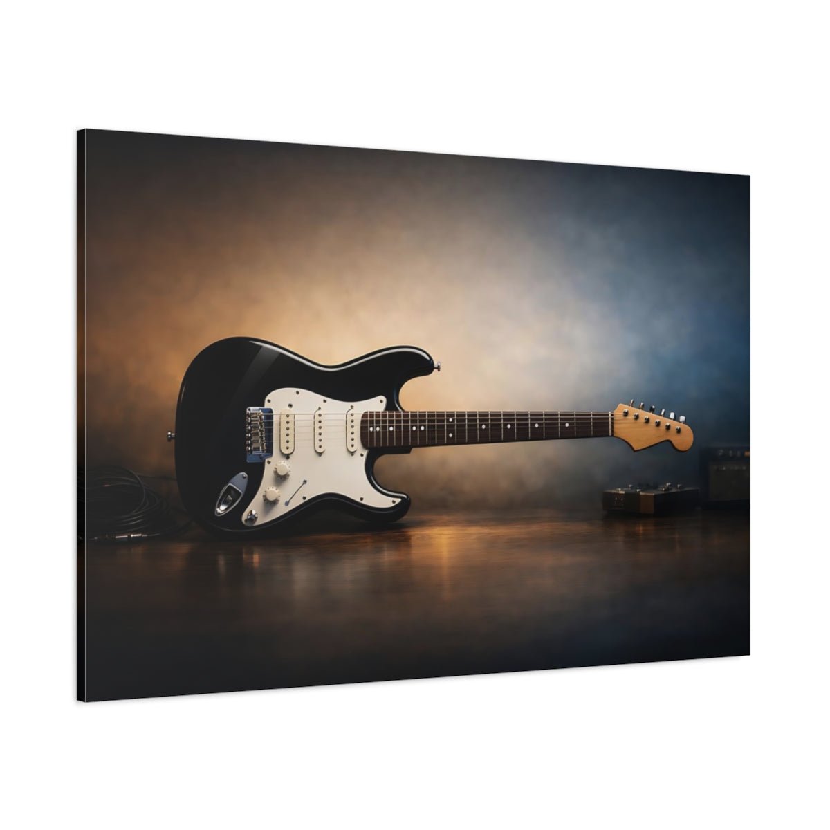 Vintage Electric Guitar Black And Gold - Canvas Wall Art Print - YesArtYes