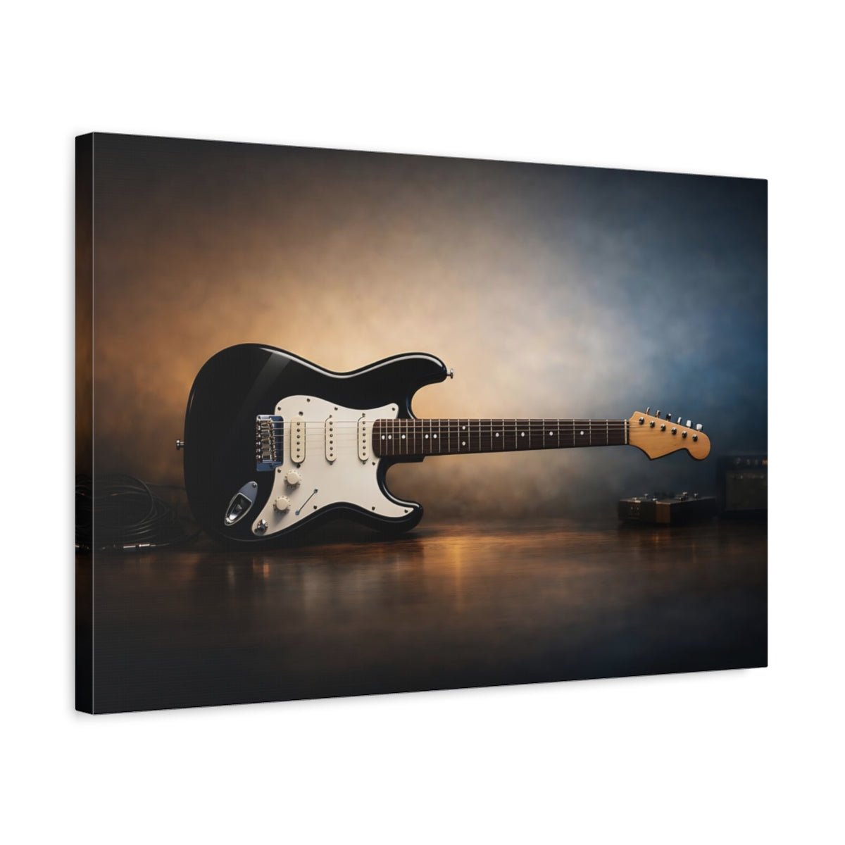 Vintage Electric Guitar Black And Gold - Canvas Wall Art Print - YesArtYes