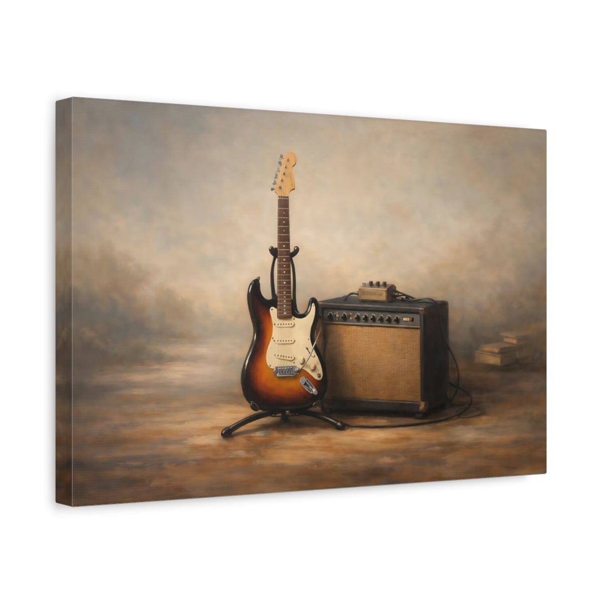 Side Mockup 4. Vintage Electric Guitar Vintage Guitar shown as stretched canvas wall art